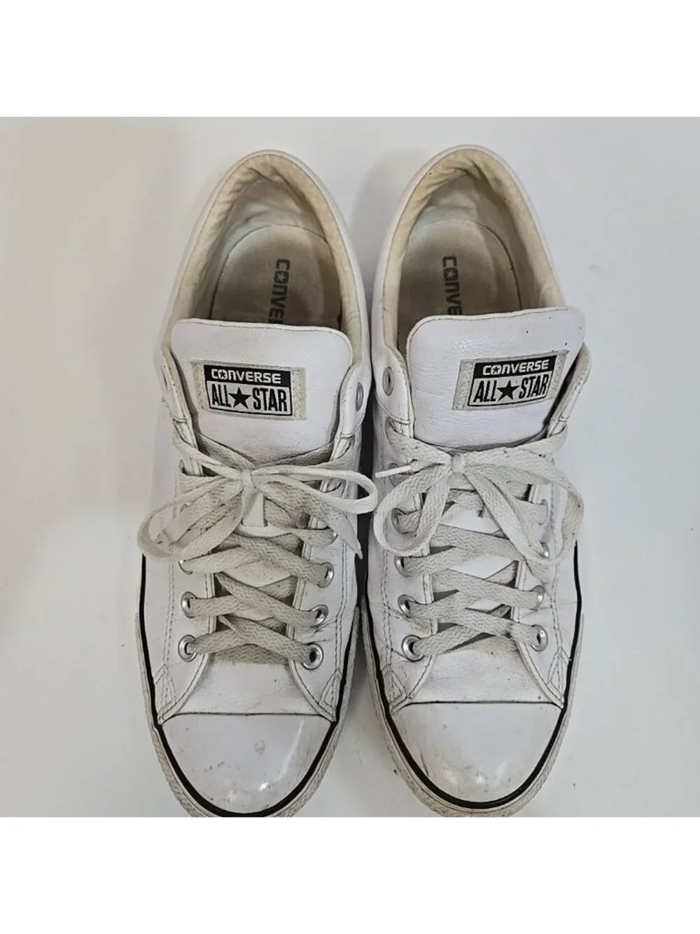 Converse All-Star Unisex White Ox Leather Low-Top Sneakers Size M 12 W 14 - Picture 8 of 16